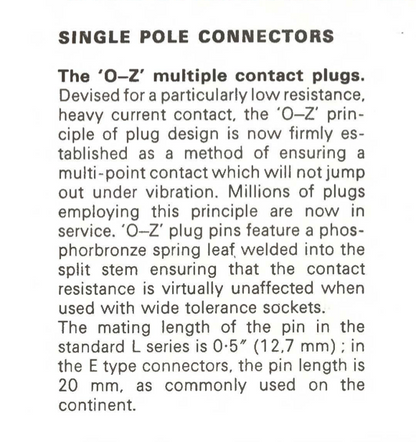 BELLING, TURNER COATES,  WHITE PLUG, 3mm SILVER PLATED SHAFT, O-Z MULTIPOLE, L378/A/3