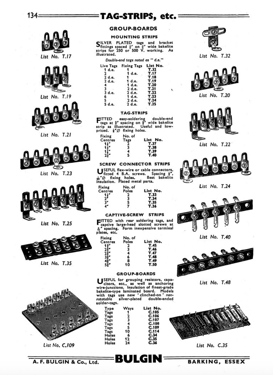 BULGIN, TAG STRIP, C114, 10 TAG, NOS