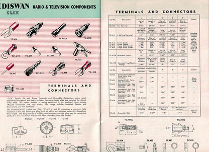 CLIX, LARGE HOOK SPADE,  HOOKED CONNECTORS,  TC.4xx, BLACK & RED PAIR, AS USED ON AVO TEST LEADS