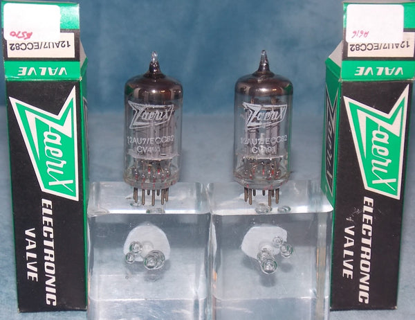 ECC82, BRIMAR, ECC82, MATCHED PAIR,  17mm PLATE, 4B1/1571, FEBRUARY 1971 ROCHESTER PRODUCTION, NOS ORIGINAL ZAERIX BOXES