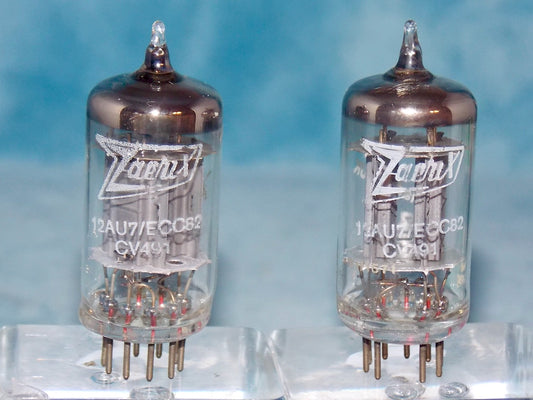ECC82, BRIMAR, ECC82, MATCHED PAIR,  17mm PLATE, 4B1/1571, FEBRUARY 1971 ROCHESTER PRODUCTION, NOS ORIGINAL ZAERIX BOXES