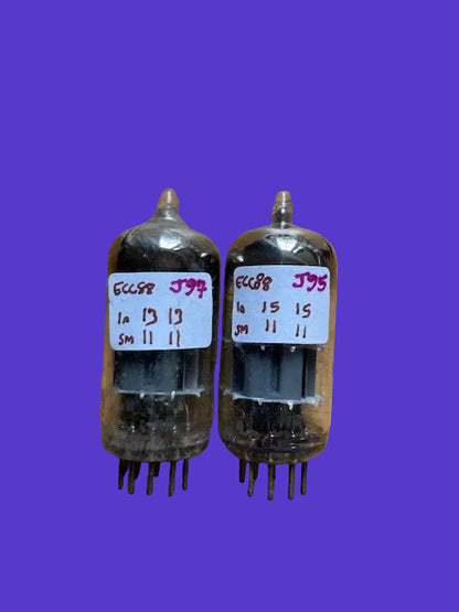 ECC88, MULLARD, MATCHED PAIR, YELLOW PRINT, 1964 MANUFACTURE, ECC88 