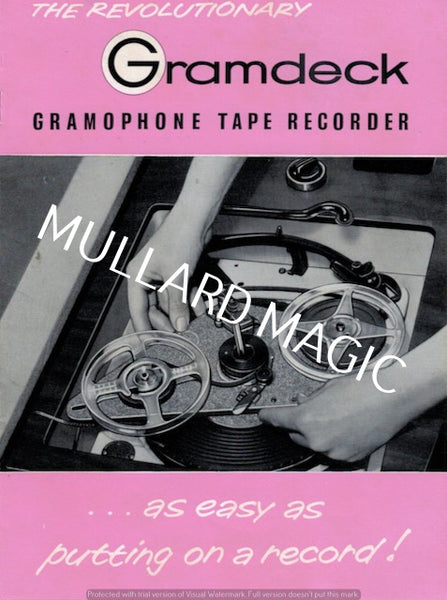 GRAMDECK, GRAMOPHONE TAPE RECORDER, LEAFLET,