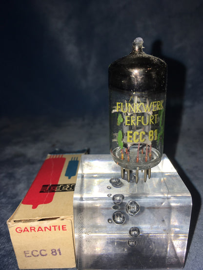 ECC81, RFT, FUNKWERK ERFURT, BOXED, NOS, 1960S PRODUCTION