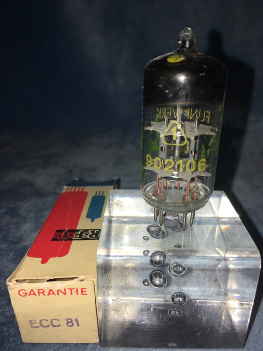 ECC81, RFT, FUNKWERK ERFURT, BOXED, NOS, 1960S PRODUCTION