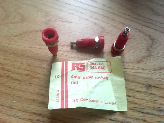 RADIOSPARES, RS, RED,  BANANA SOCKET, 4mm, 444-646