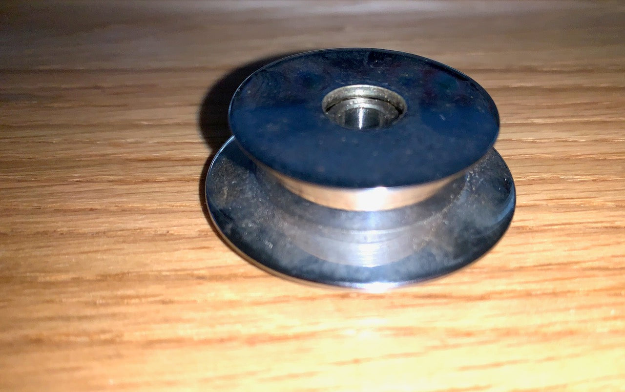 Chrome, guide wheel, capstan guide, 36mm Dia