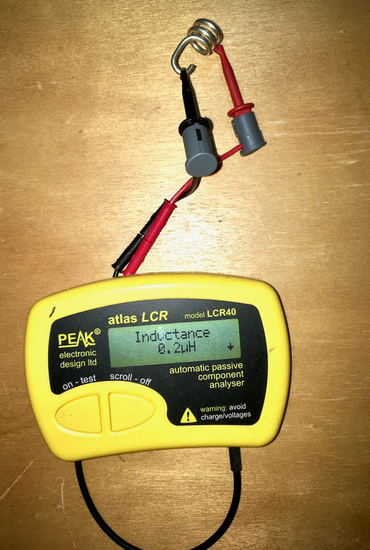 Coil, RF Inductor,  0.2uH, 8mm Dia, 20mm RT angle pin spacing,  2 coil looped