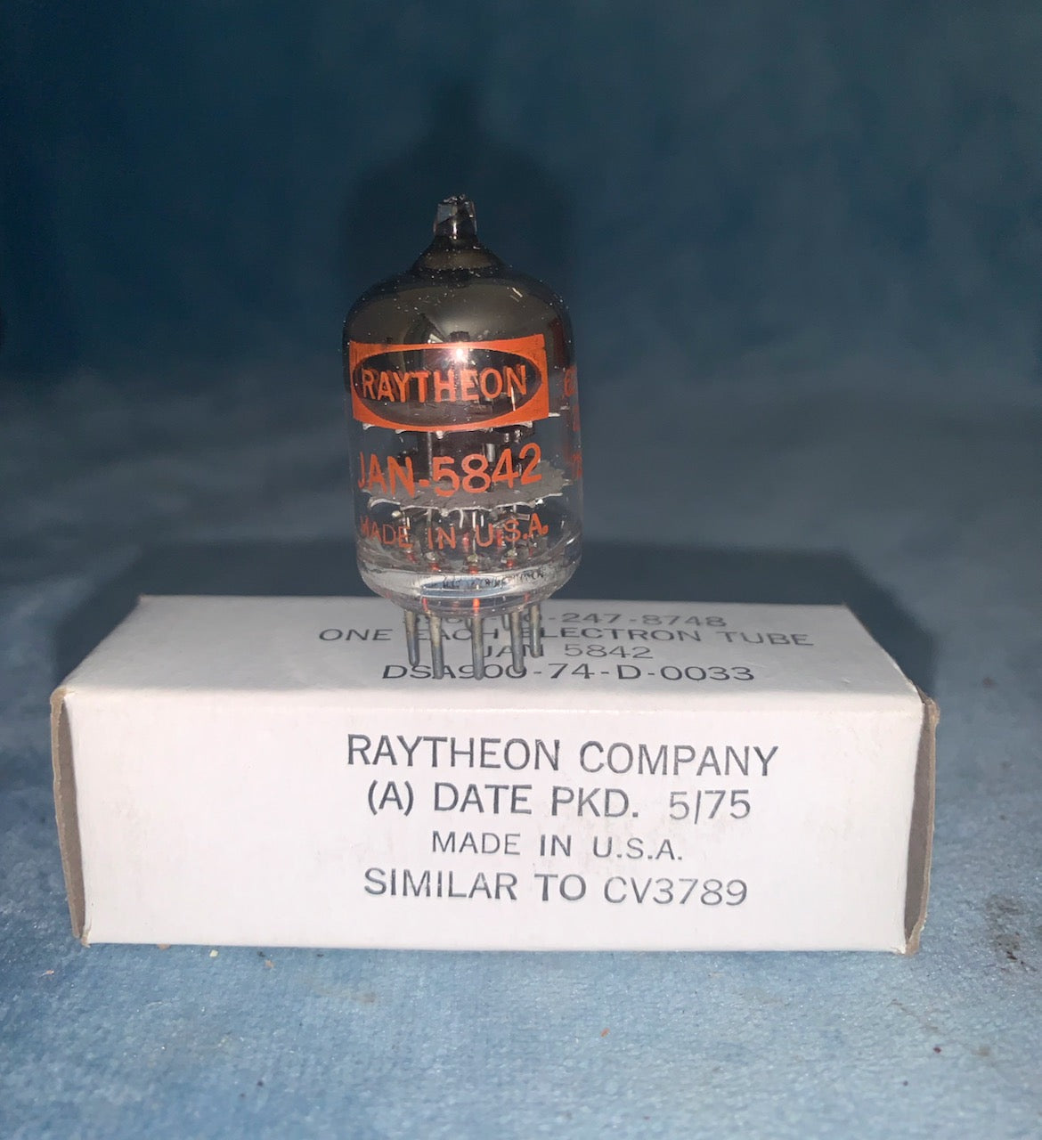 5842,  RAYTHEON,  RED PRINT, NOS, VALVE TUBE,  TRIODE, MADE FOR USAF, 1974/76 MANUFACTURE, 417A, CV3789  SHANLING, PSVANE,  SUPRATEK
