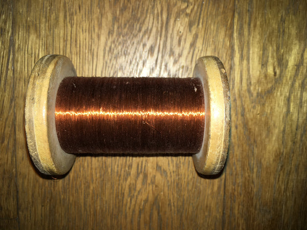 ENAMELLED COPPER WIRE, 38SWG, ON  WOOD SPOOL, 125g TOTAL MASS