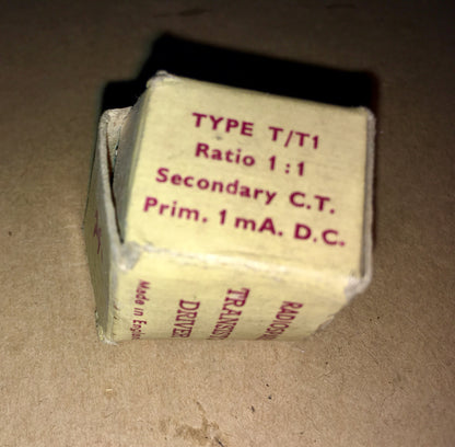 RADIOSPARES, RS, T/T1, TRANSISTOR DRIVER TRANSFORMER, RATIO 1:1,  SEC CT, PRIM 1mA DC, OC71 INTO 2X OC72