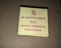 RADIOSPARES, RS, T/T7, TRANSISTOR OUTPUT TRANSFORMER, RATIO9.2:1 CT, OC81D INTO 2X OC81
