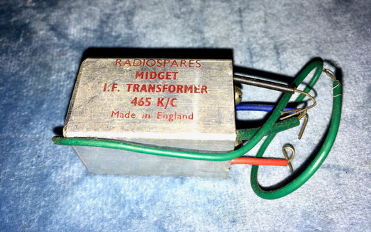 RADIOSPARES, RS, MIDGET IF TRANSFORMER. 465 K/C, NOS