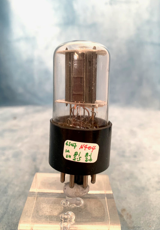 6SN7GT, RCA,  CLEAR GLASS, 3 RIB CHARCOAL PLATE, SMALL LOGO,  FEB 1943 PRODUCTION, 6SN7