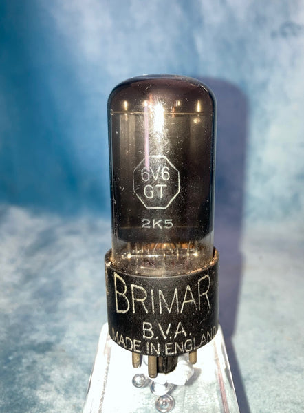 6V6GT, BRIMAR,  BLACK GLASS, BLACK BASE,  GREY BASE PRINT, 1957 MANUFACTURE, CV511