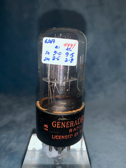 6SN7GT, GE CANADA,  CLEAR GLASS, FAT BASE, RED BASE PRINT,  CANADA 1953 PRODUCTION, 6SN7