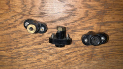 Chassis mount sockets, Weston type, approx 2mm hole, twin screw mounting