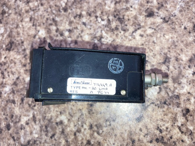 EDGE MOUNT, MILLIAMPARES METER,  0-20mA, EX BBC,  ERNEST TURNER, MODEL PV77, APPROX 35 x 80mm