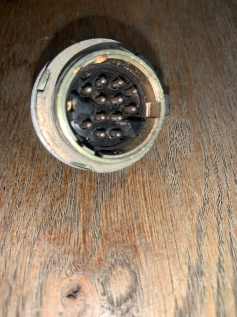 Pattern 104,  Plessey, Mk 4, Aluminium Chassis Socket, FIXED,  12 way Plug, Male Pins,   Larkspur,