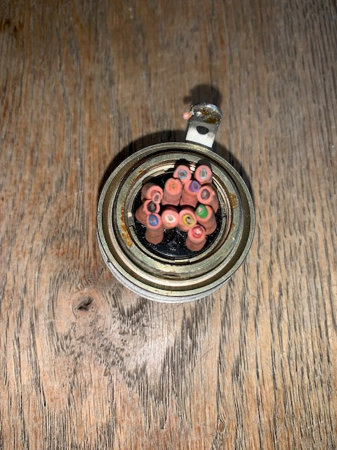 Pattern 104,  Plessey, Mk 4, Aluminium Chassis Socket, FIXED,  12 way Plug, Male Pins,   Larkspur,