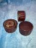 MARBLED PLUM - BROWN, BAKELITE, KNOB,  12 SCALLOPED EDGE, BRASS BUSHED, 6mm SHAFT,  45mm DIA,  27mm HIGH,