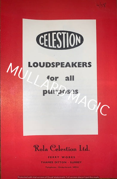 CELESTION, ROLA, LOUDSPEAKERS, BROCHURE,