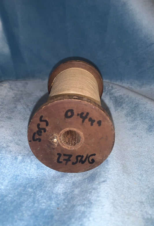 SILK COVERED COPPER WIRE, 23SWG, 0.60mm, ON PAXOLIN SPOOL, 550g TOTAL MASS