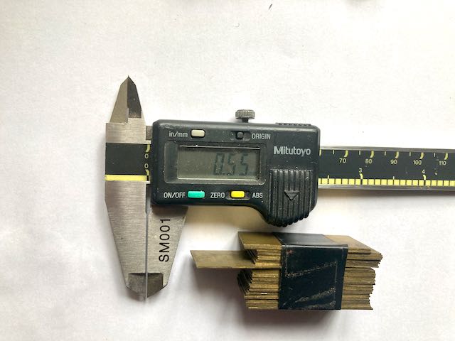 PACK OF, BRASS SHIM STOCK,  APPROX 42 X 20 X 0.5mm