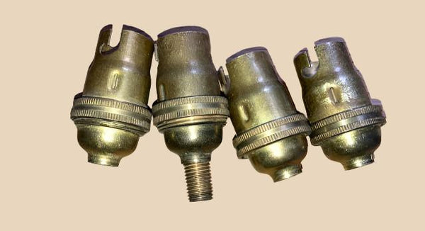 4x, SBC, B15, Small Bayonet Cap, Brass Plain Lampholder, with 8mm Base Fixing