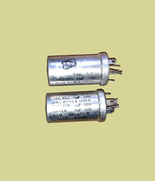 ERIE, TRIPLE SECTION, 16 + 16 + 16uF @ 350V,  RADIAL CAPACITOR , NOS REFORMED