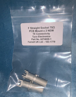 F STRAIGHT SOCKET, 75R, PCB MOUNT, PACK 2X, TE, TYCO, FARNELL 183-1779