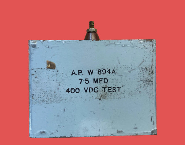 TCC,  VISCONOL, PAPER IN OIL, PIO, PAPER BLOCK CAPACITORS,  ADMIRALTY PATTERN W894A,  ADMIRALTY SIGNAL ESTABLISHMENT 1942, 7.5 uF 400V