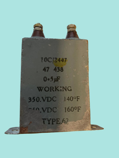 TCC, AIR MINISTRY, 10C/2447, PIO, PAPER BLOCK CAPACITOR, 0.5uF @ 350V