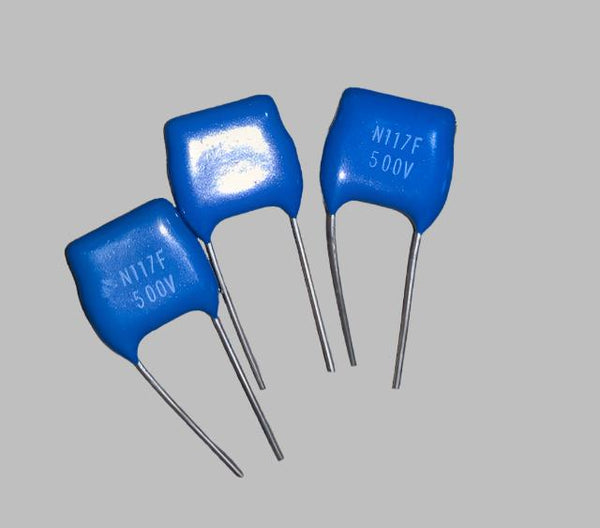 CHARCROFT, HIGH GRADE, SILVER MICA CAPACITOR, 117pF @ 500V WKG