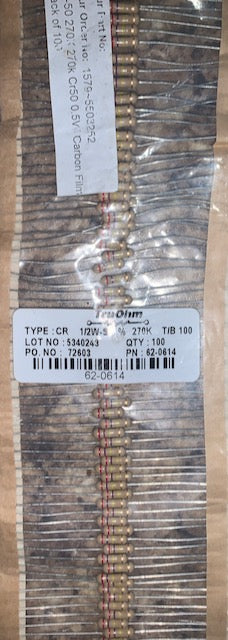 TruOhm, CR-50, 0.5W 5% Tolerance, Carbon Film Resistor, Pack of 100, Various Values