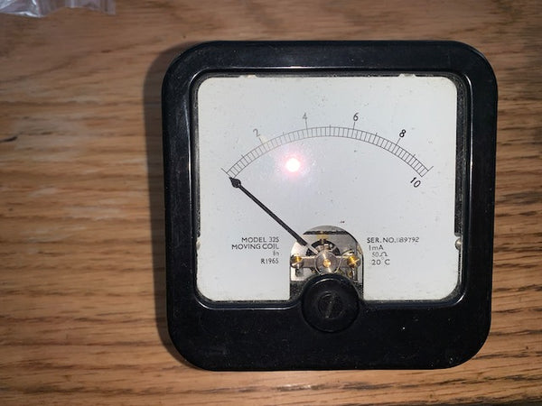 MOVING COIL METER, 1mA FSD, 50R, EX BBC,  ERNEST TURNER, MODEL 325, 78 x 78mm SQUARE