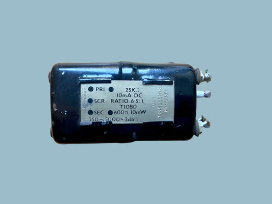 Gresham, Oil Filled Transformer, T1080,&nbsp;  &nbsp;PRI: 25KΩ 10mA DC ,SEC: 600Ω 10mW, 6.5:1
