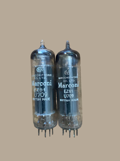 U709, MARCONI, EZ81 WHITE PRINT, MATCHED PAIR