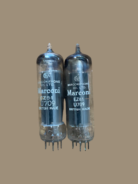 U709, MARCONI, EZ81 WHITE PRINT, MATCHED PAIR