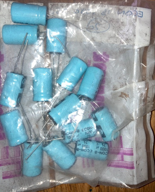 1000uF 25V, RADIAL CAPACITOR, LONG LEAD, ECON, HAWNT HOUSE BRAND, NOS