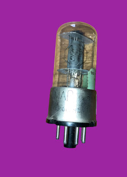 6J5GT, BRIMAR, CV1067,  BLACK BASE PRINT, METAL OVERCAP, ex BBC VALVE STORES, DATED 1956