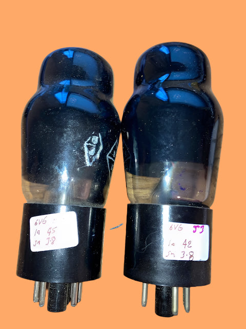 6V6G, BRIMAR, MATCHED PAIR,  ZA5306, ORANGE BASE PRINT, MILITARY WW2 PRODUCTION, 6V6