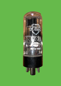 EZ35, MULLARD,  BLACK BASE, WHITE PRINT, 1295 K1, FLEETWOOD SATELLITE 1951 PRODUCTION, EX BBC VALVE STORES, 6X5