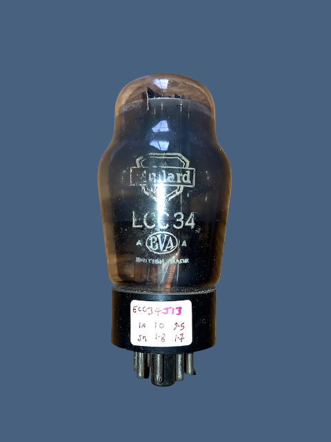 ECC34, MULLARD, OLD SHIELD, FACTORY CODE 1322 E1, 1951 PRODUCTION