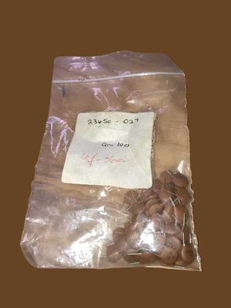 Pack of 100x, Disc Ceramic Capacitor, Axial, 100uF @ 500V