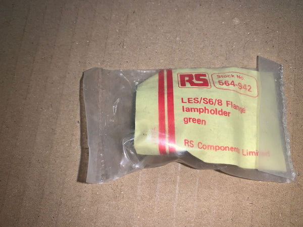 RS, Green LES/S6/8 Flange Lamp Holder, RS Number 564-942, 2X, BOTH NOS BUT 1 TINNED FOR USE