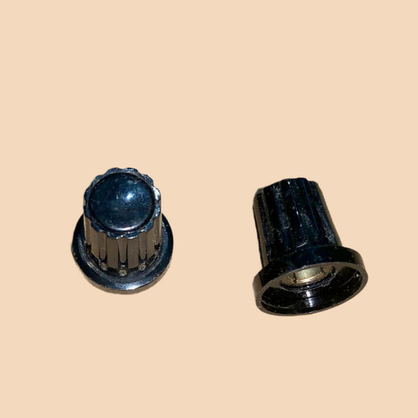 2X BLACK KNOB, COLLET FIX, ,  21mm DEPTH, 19mm DIA, 6mm SHAFT