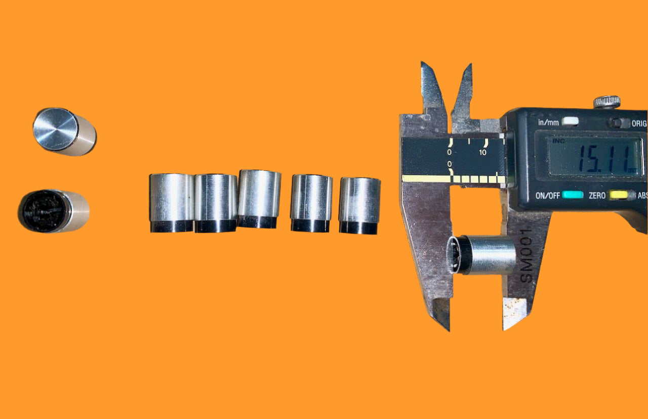 CHROME, PUSH BUTTON KNOBS, AS USED ON 70S - 80S RADIO AND HI-FI, ,  15mm DEPTH, 11mm DIA, 3mm SQUARE SHAFT