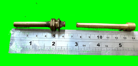 BRASS, PANEL MOUNT, BUSHED SHAFT, 6mm DIA. 60mm LENGTH, plus BRASS SHAFT EXTENDER, 6mm DIA. 70mm LENGTH,