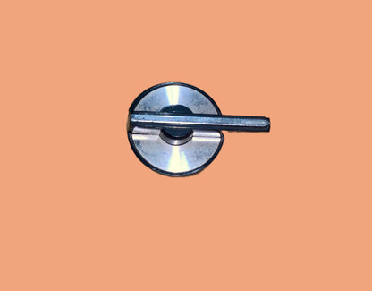 CHROME KNOB, AS USED ON 80S HI-FI, TURNTABLE ,  28mm DEPTH, 6mm DIA, 3mm HALF ROUND SHAFT